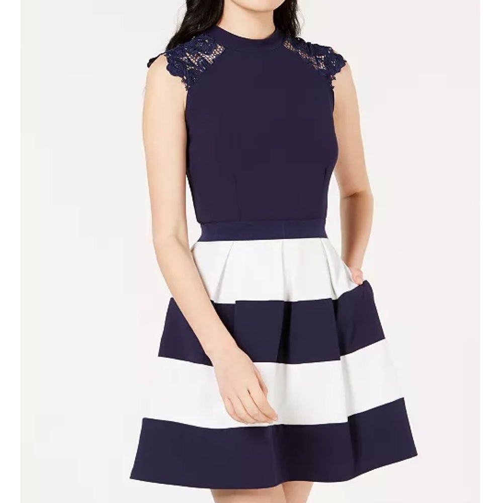 NWOT Speechless Juniors' Lace-Trim Fit&Flare Dress